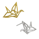 Boucles d'oreilles clou en argent sterling 925 avec motif de mille grues en papier creux pour fille