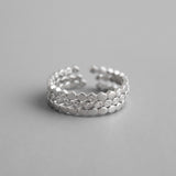 Fashion Three CZ Hive 925 Sterling Silver Adjustable Stacker Ring