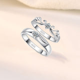 Simple CZ Wings Flying 925 Sterling Silver Adjustable Promise Ring