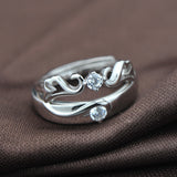 Simple CZ Wings Flying 925 Sterling Silver Adjustable Promise Ring