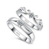 Bague de promesse réglable en argent sterling 925 avec ailes CZ simples