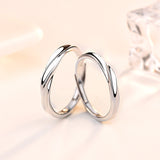 Bague de promesse réglable en argent sterling 925 simple vague d'eau