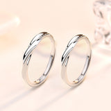 Bague de promesse réglable en argent sterling 925 simple vague d'eau