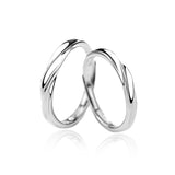 Bague de promesse réglable en argent sterling 925 simple vague d'eau