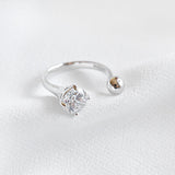 Simple Round CZ Ball 925 Sterling Silver Adjustable Ring