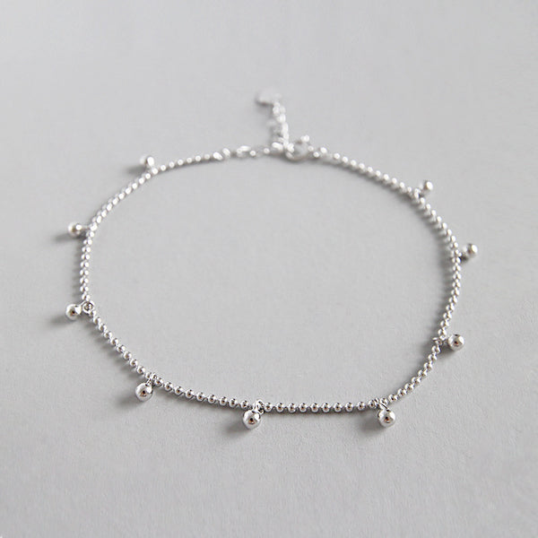 Chaîne de perles pendantes à la mode, bracelet de cheville en argent sterling 925