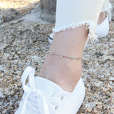 Fashion Dangle Beads Chain 925 Sterling Silver Anklet