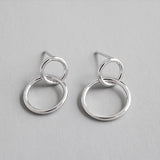 Boucles d'oreilles clous en argent sterling 925 à double boucle géométrique