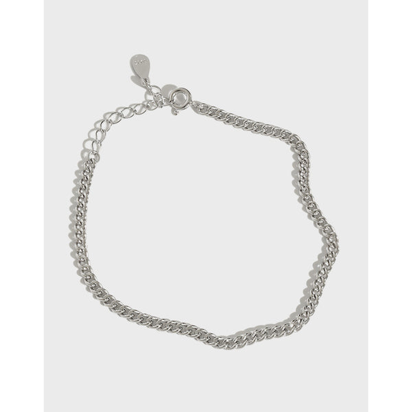 Men's Hollow Curb Chain 925 Sterling Silver Bracelet