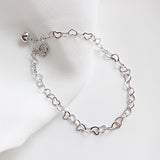 Girl Hollow Heart To Heart 925 Sterling Silver Bracelet