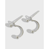 Boucles d'oreilles pendantes en argent sterling 925 en forme de C avec perles simples géométriques