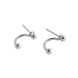 Boucles d'oreilles pendantes en argent sterling 925 en forme de C avec perles simples géométriques