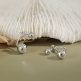 Boucles d'oreilles à tige en argent sterling 925 avec perles rondes classiques simples