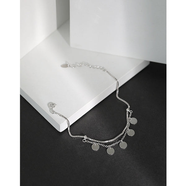 Bracelet en argent sterling 925 avec disque double couche Party