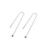 Boucles d'oreilles pendantes en fil d'argent sterling 925 avec mini perles simples