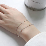 Bracelet en argent sterling 925 à la mode avec perles double couche pour fille