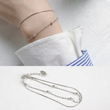 Girl Double Layer Beads Fashion 925 Sterling Silver Bracelet