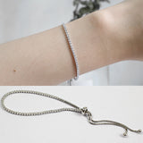 Bracelet réglable en argent sterling 925 pour femmes brillant CZ