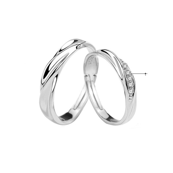 Bague de promesse réglable en argent sterling 925 Fall in Love CZ