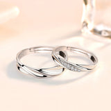 Wedding Fall in Love  CZ 925 Sterling Silver Adjustable Promise Ring