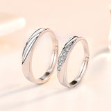 Wedding Fall in Love  CZ 925 Sterling Silver Adjustable Promise Ring