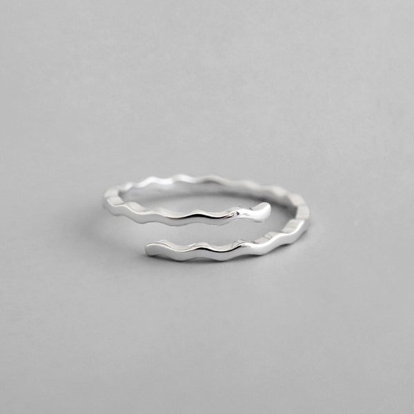 Bague réglable en argent sterling 925 Simple Waves