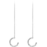 Élégantes boucles d'oreilles non percées en argent sterling 925 avec cercle à vagues et pompons