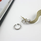 Simple Heart Leaves Twisted 925 Sterling Silver Adjustable Joint Ring