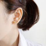 Minimalist Golden Beads 925 Sterling Silver Stud Earrings