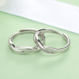 Bague réglable simple en argent sterling 925 torsadé Mobius CZ