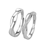 Bague réglable simple en argent sterling 925 torsadé Mobius CZ