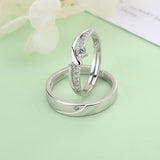 Bague de promesse réglable en argent sterling 925 avec micro-réglage simple