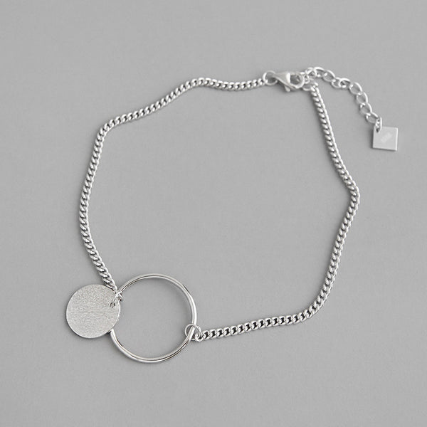 Bracelet de cheville rond en argent sterling 925 à géométrie simple