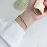 Students Three Smile Face Vintage 925 Sterling Silver Bracelet