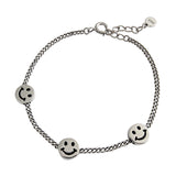 Bracelet vintage en argent sterling 925 avec trois visages souriants pour étudiants