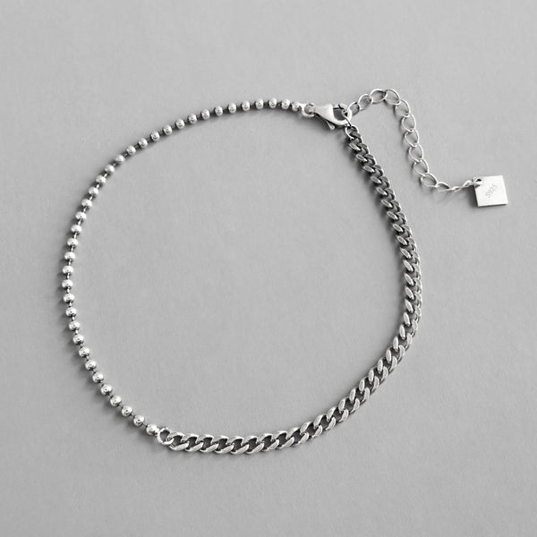 Bracelet de cheville en argent sterling 925 avec chaîne gourmette à perles vintage