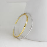 Simple Irregular Wave New 925 Sterling Silver Open Bangle