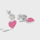 Summer DIY Epoxy Color Colorful Heart CZ 925 Sterling Silver Dangling Earrings