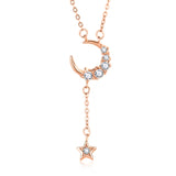 Collier en argent sterling 925 avec pampilles en croissant de lune et étoile Sweet CZ