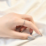 Gift CZ Hollow Love Twisted 925 Sterling Silver Adjustable Promise Ring