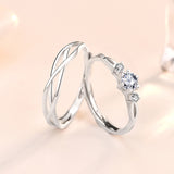 Bague de promesse réglable en argent sterling 925 torsadée avec amour creux CZ