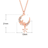 Collier mignon en argent sterling 925 avec croissant de lune et souris CZ