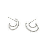 Boucles d'oreilles clou en argent sterling 925 en forme de C à double couche irrégulière