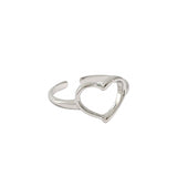 Anniversary Hollow Heart 925 Sterling Silver Adjustable Ring