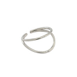 Bague réglable simple double couche ouverte en argent sterling 925