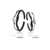 New Dead Wood Green CZ Leaf 925 Sterling Silver Adjustable Promise Ring