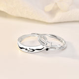 Bague de promesse réglable en argent sterling 925 Fashion CZ Cat Love Fish