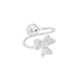 Bague réglable en argent sterling 925 pour fille Lucky Leaf Ball