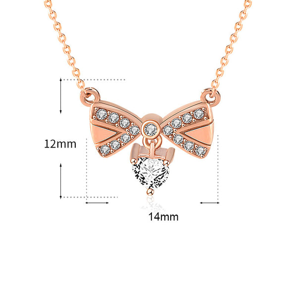 Collier en argent sterling 925 avec nœud papillon doux CZ