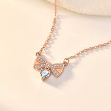 Sweet CZ Bowknot Hot 925 Sterling Silver Necklace